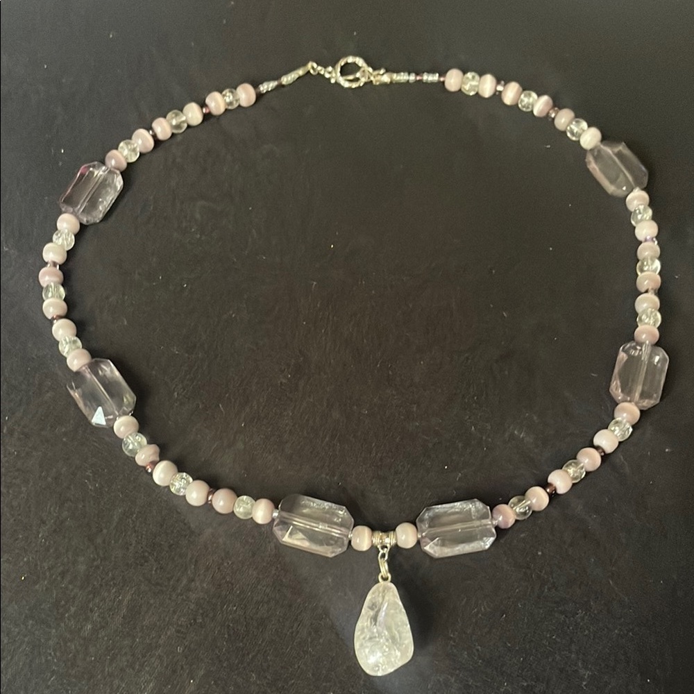 Elegant Pink and Silver Necklace